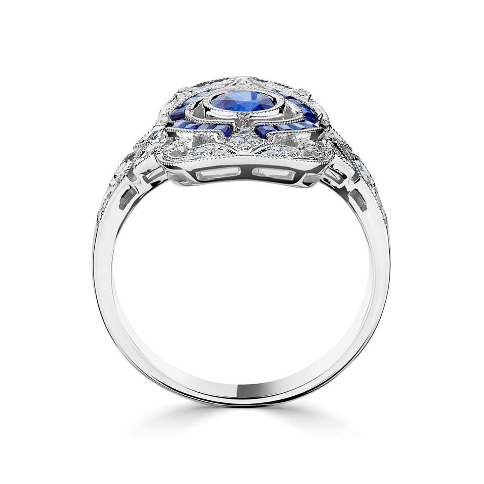 Platinum Sapphire & Diamond Ring - John Ross Jewellers
