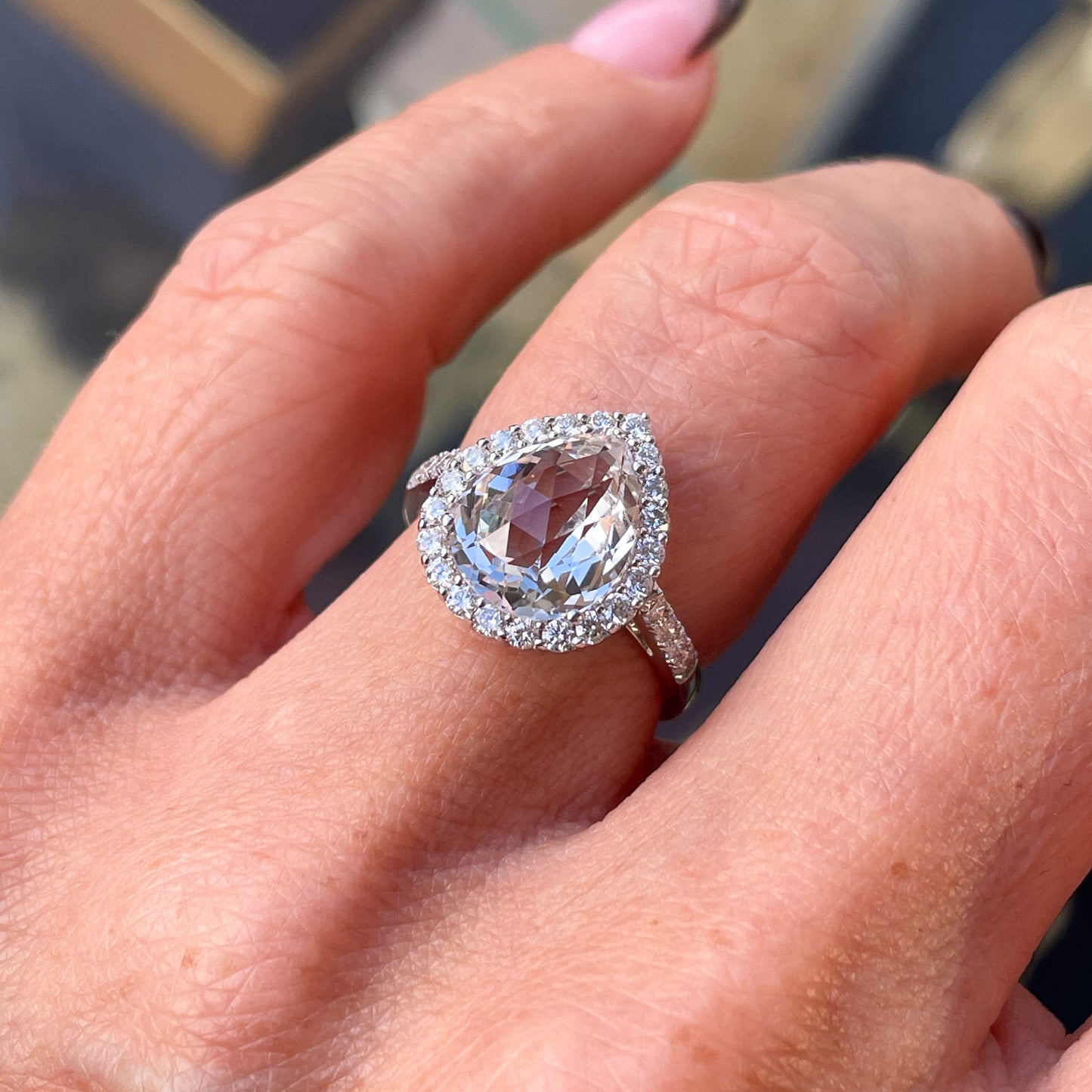 18ct White Gold White Topaz & Diamond Ring - John Ross Jewellers