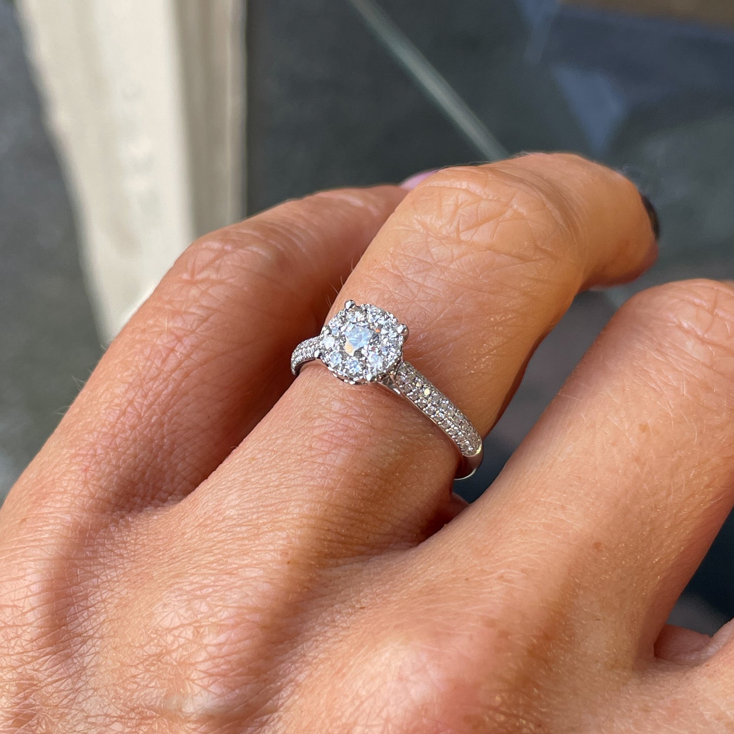 18ct White Gold Niamh Round Engagement Ring | 0.86ct - John Ross Jewellers