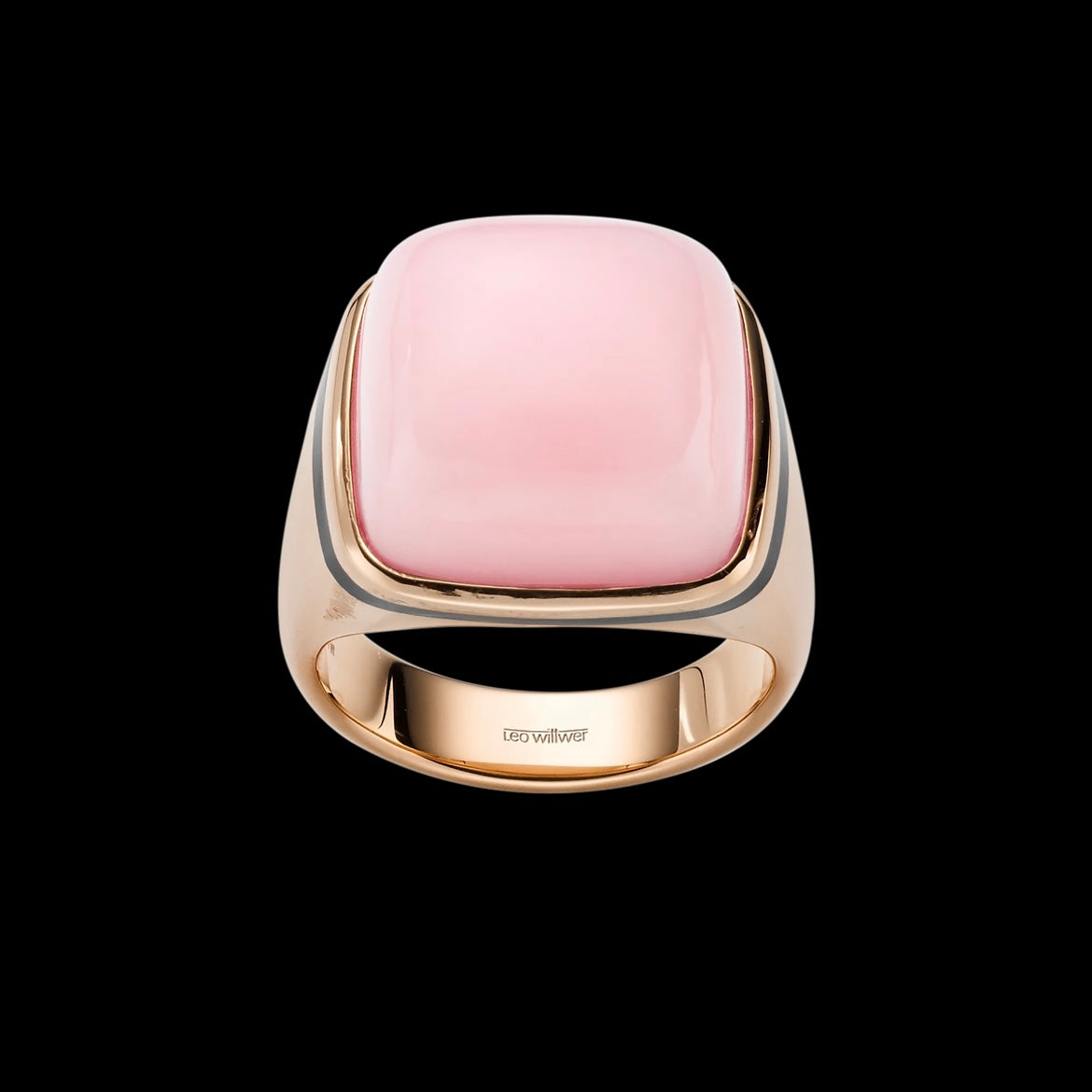 18ct Rose Gold Pink Opal & Enamel Ring | 19.43ct - John Ross Jewellers