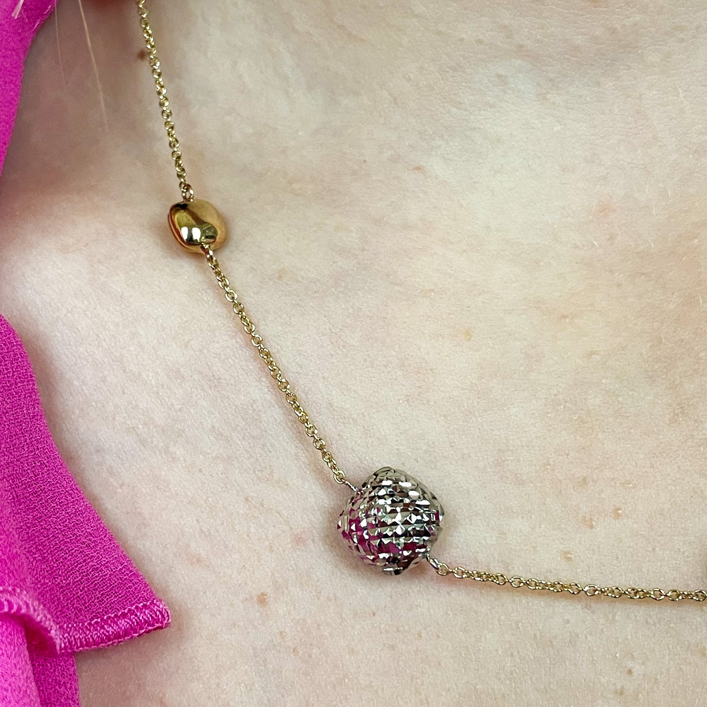 9ct Gold Textured Two Tone Necklace - John Ross Jewellers