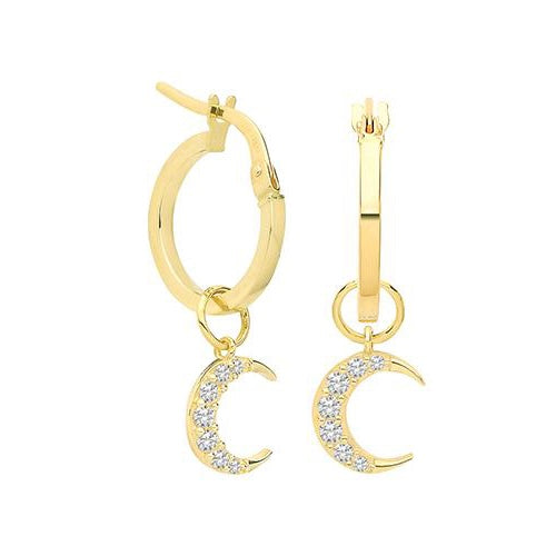 Ear Candy 9ct Gold CZ Crescent Earring Charm - John Ross Jewellers