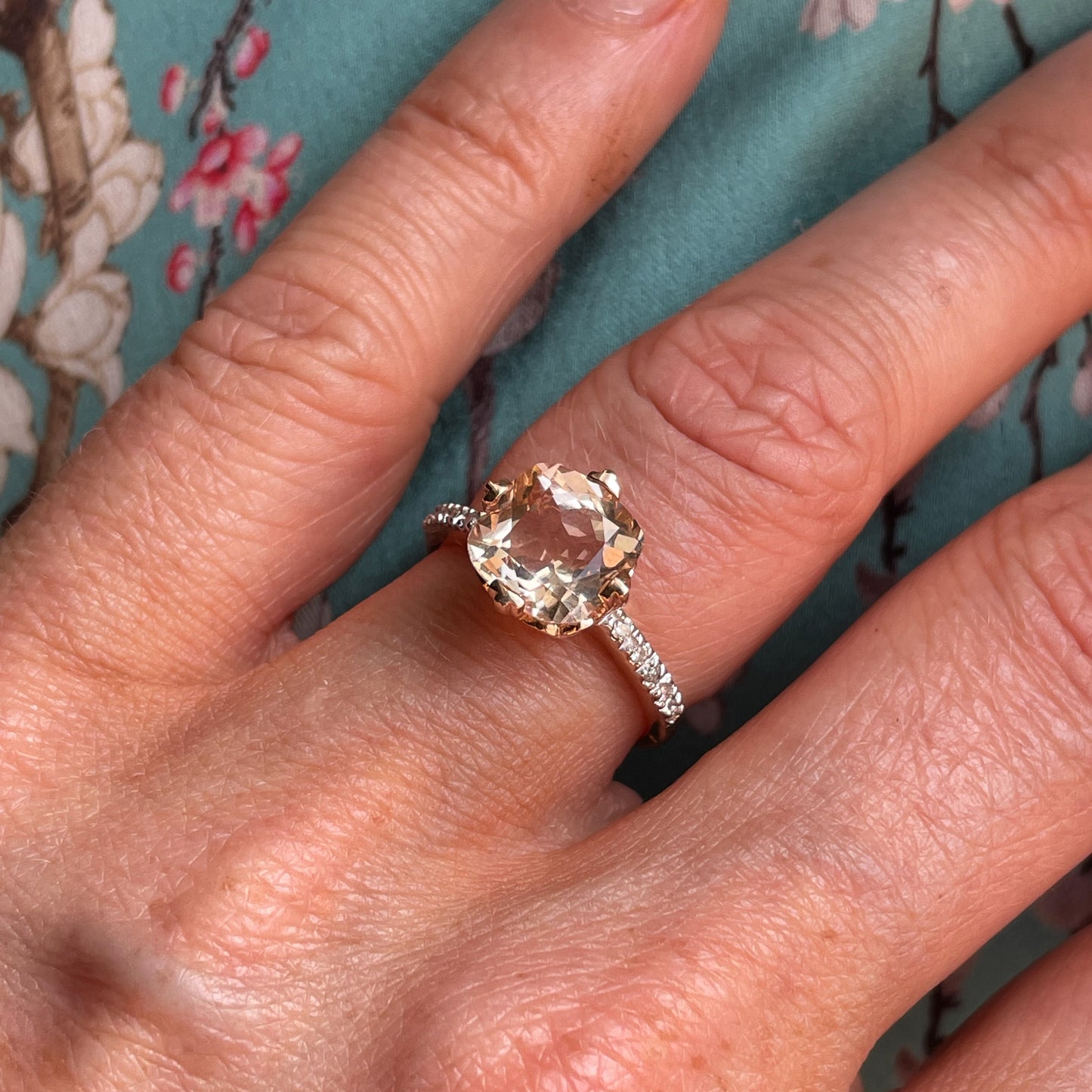 9ct Rose Gold Morganite & Diamond Ring - John Ross Jewellers