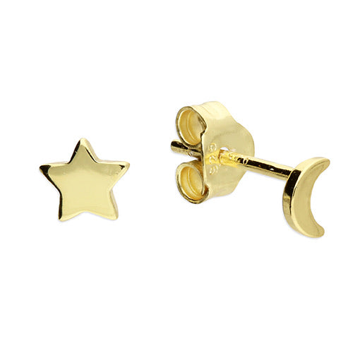 SUNSHINE Moon & Star Stud Earrings - John Ross Jewellers