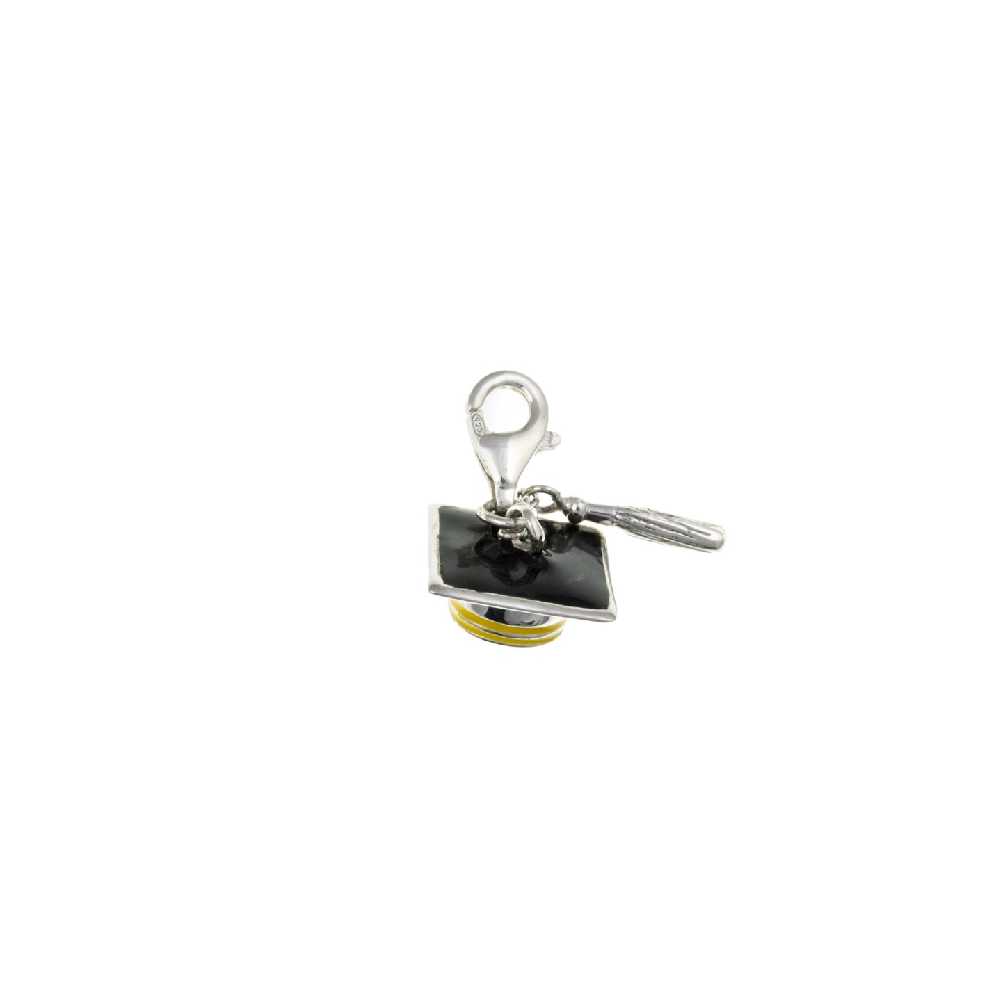 Silver Mortar Board / Graduation Cap Charm | Black Enamel - John Ross Jewellers