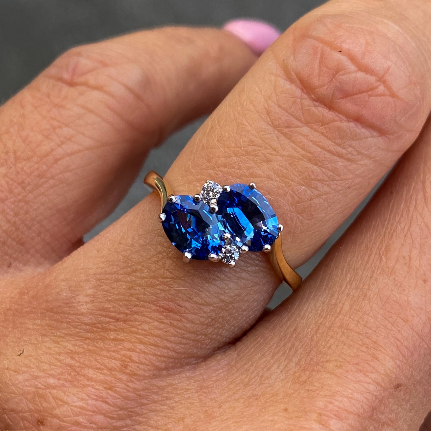 18ct Gold Sapphire & Diamond Moi Et Toi Ring - John Ross Jewellers