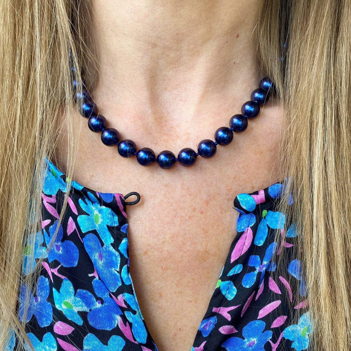 Silver Indigo Simulated Pearl Necklace - John Ross Jewellers