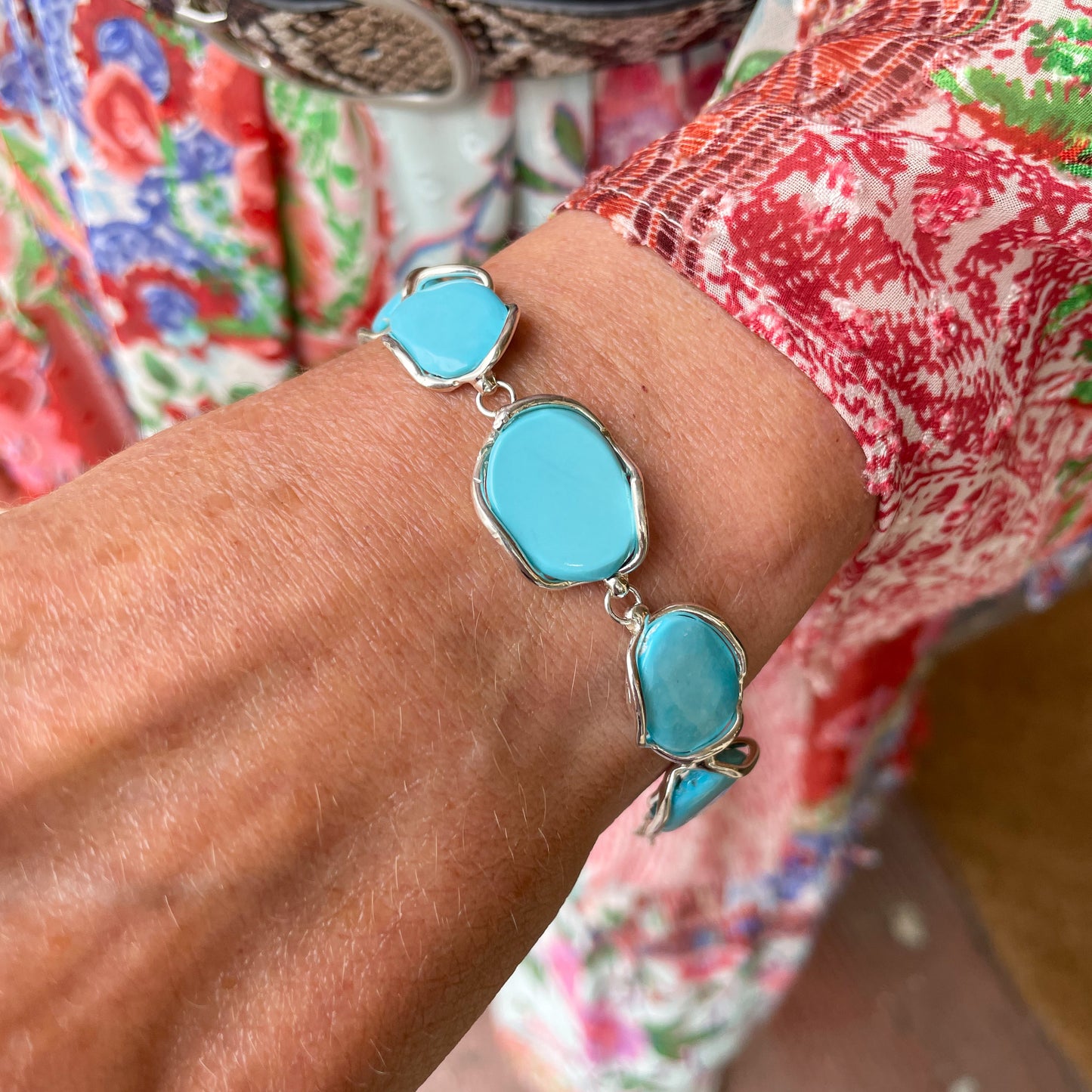 Silver Turquoise Nugget Bracelet - John Ross Jewellers