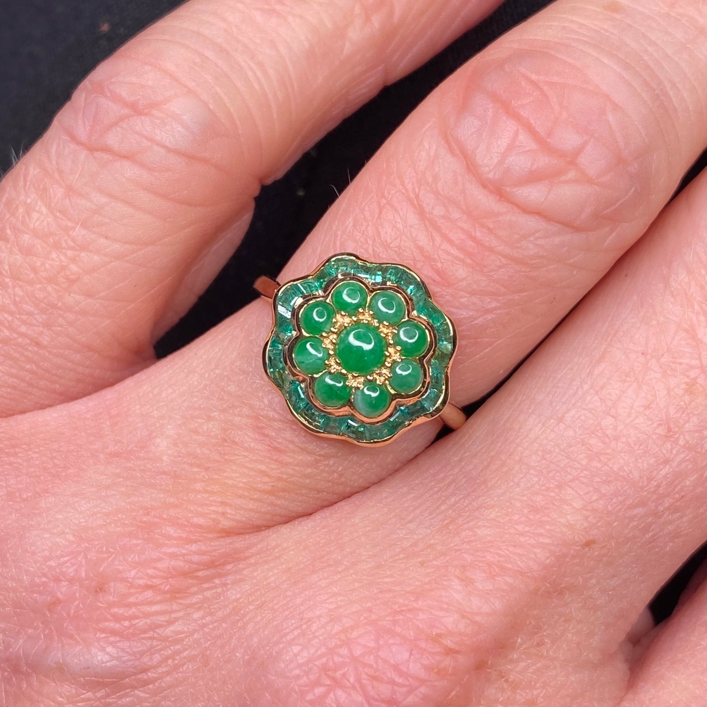 9ct Gold Jade & Emerald Ring - John Ross Jewellers
