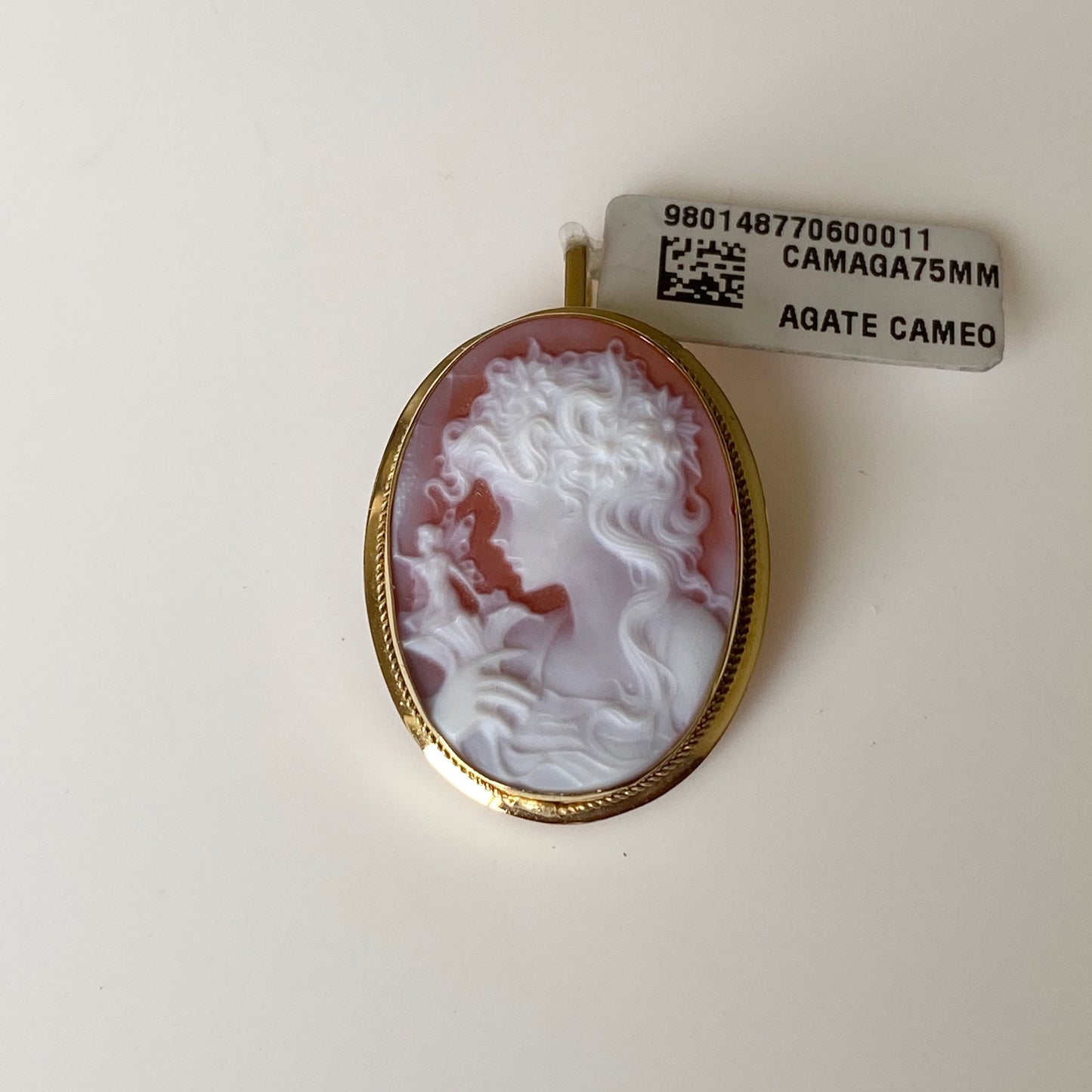 18ct Gold Red Agate Lady Cameo Brooch/Pendant - Medium - John Ross Jewellers