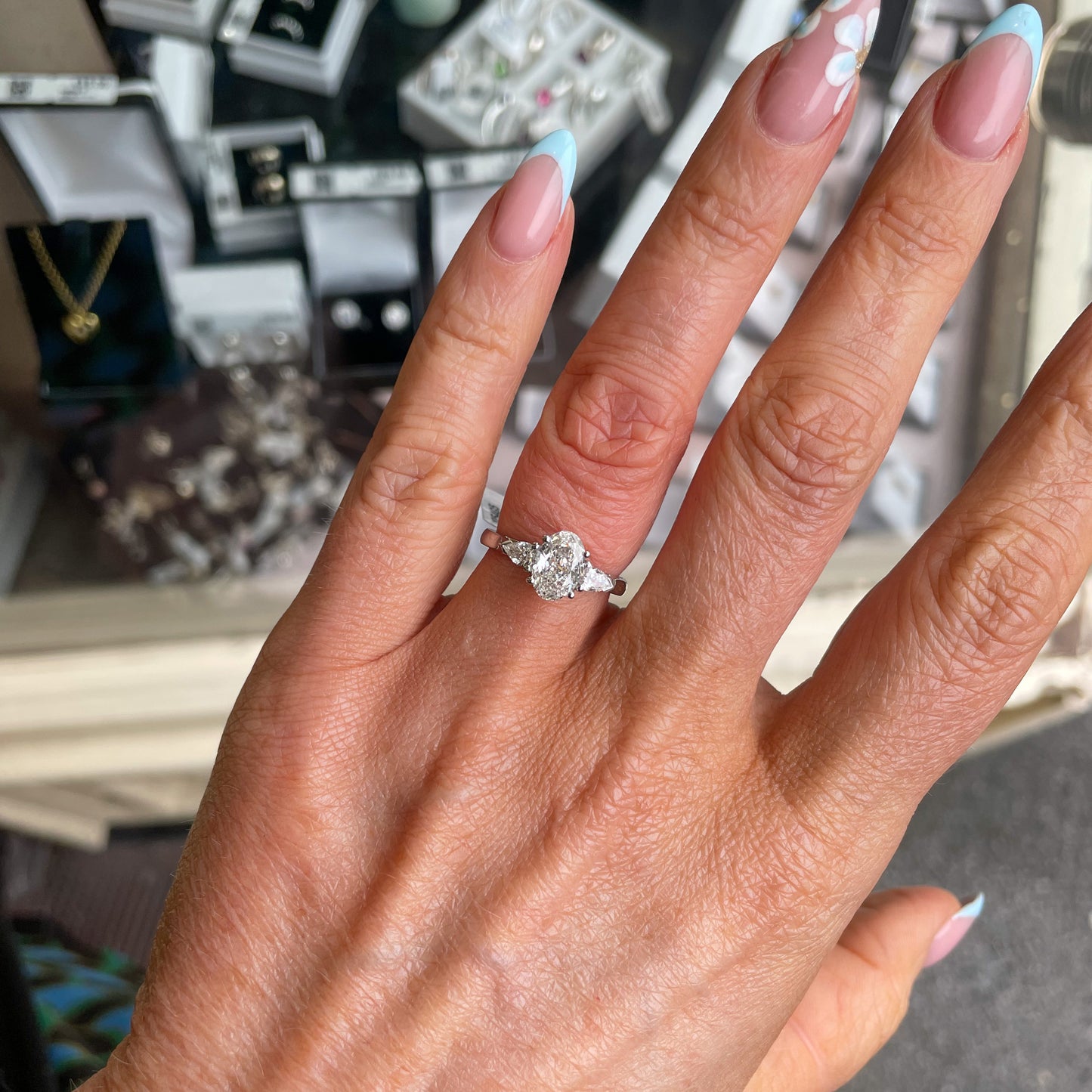 Platinum Oval & Pear Diamond Ring | 1.33ct Certificated - John Ross Jewellers