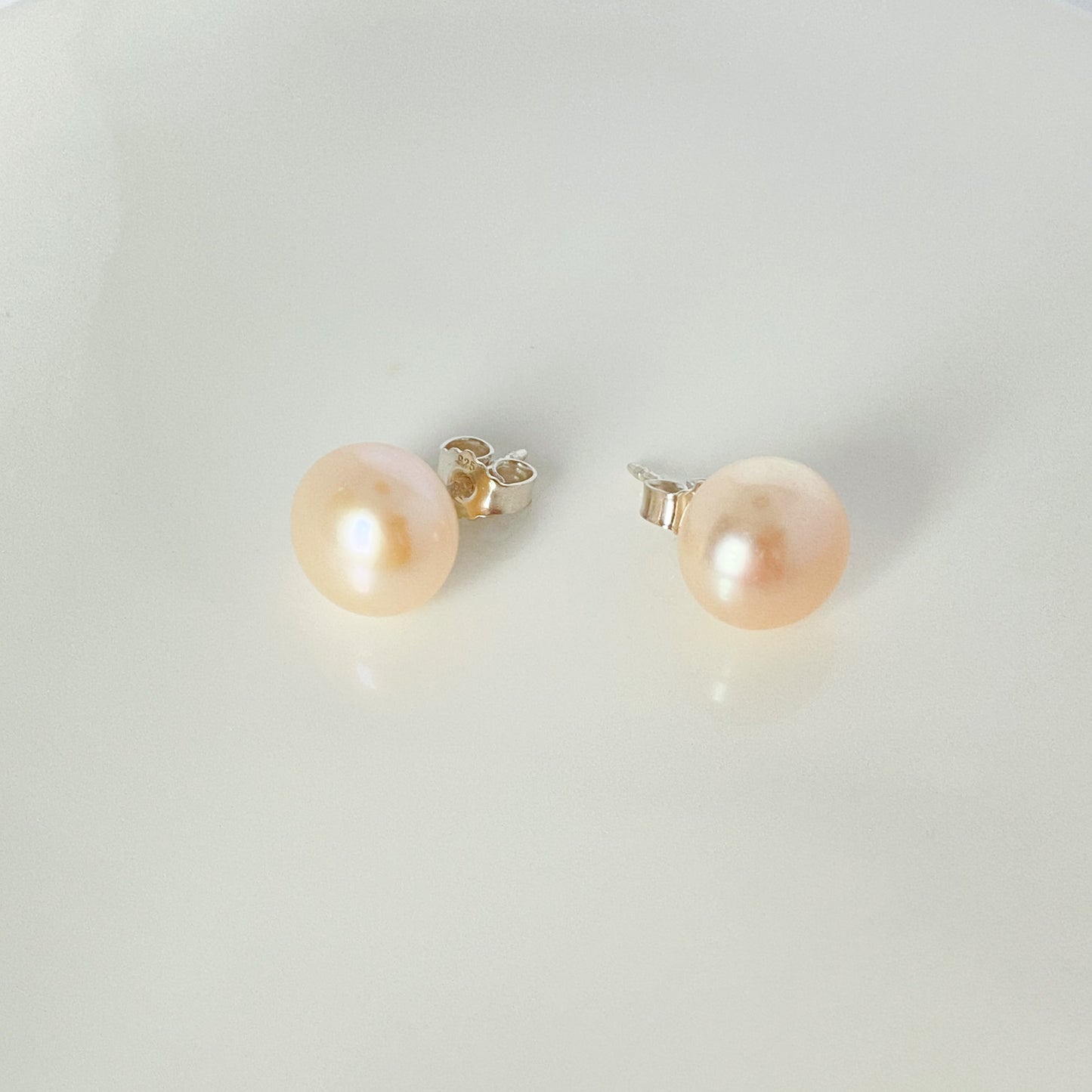 Peachy Freshwater Bouton Pearl Stud Earrings | 10-11mm - John Ross Jewellers