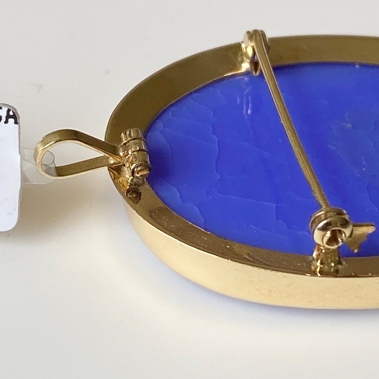 18ct Gold Blue Agate Lady Cameo Brooch/Pendant - Large - John Ross Jewellers