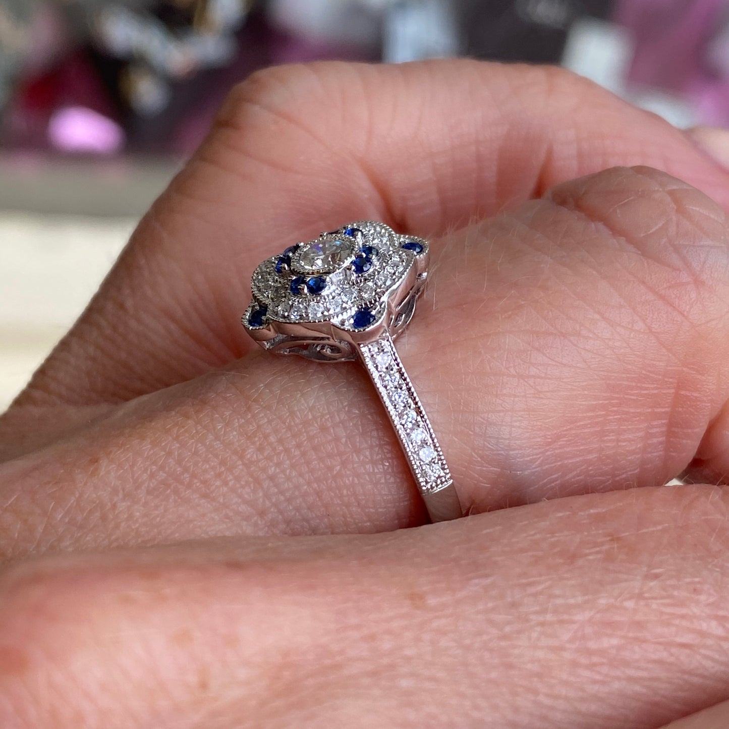 18ct White Gold Sapphire & Diamond Ring - John Ross Jewellers