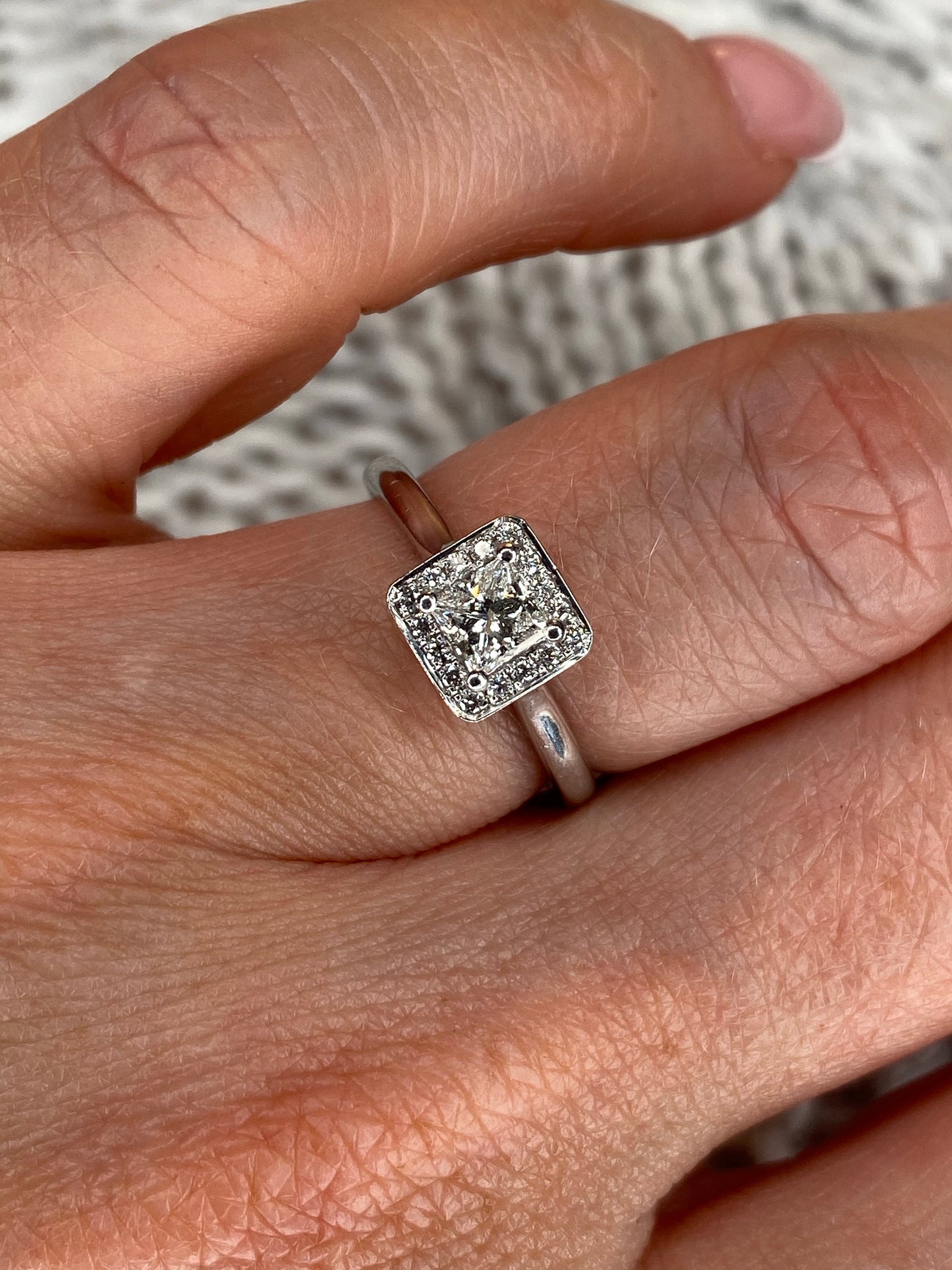Platinum Princess Cut Diamond Halo Engagement Ring - John Ross Jewellers