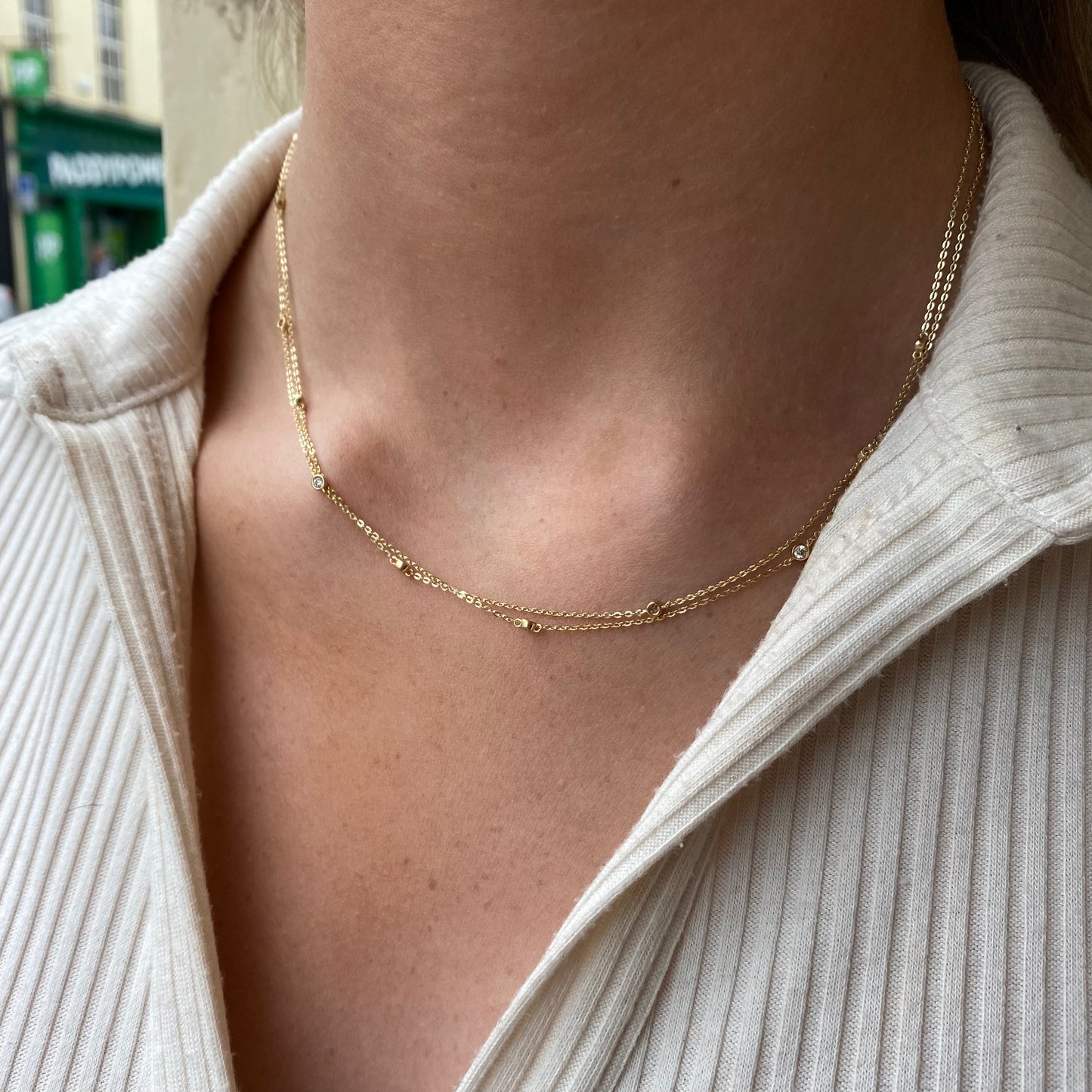 9ct Gold CZ Double Necklace - John Ross Jewellers