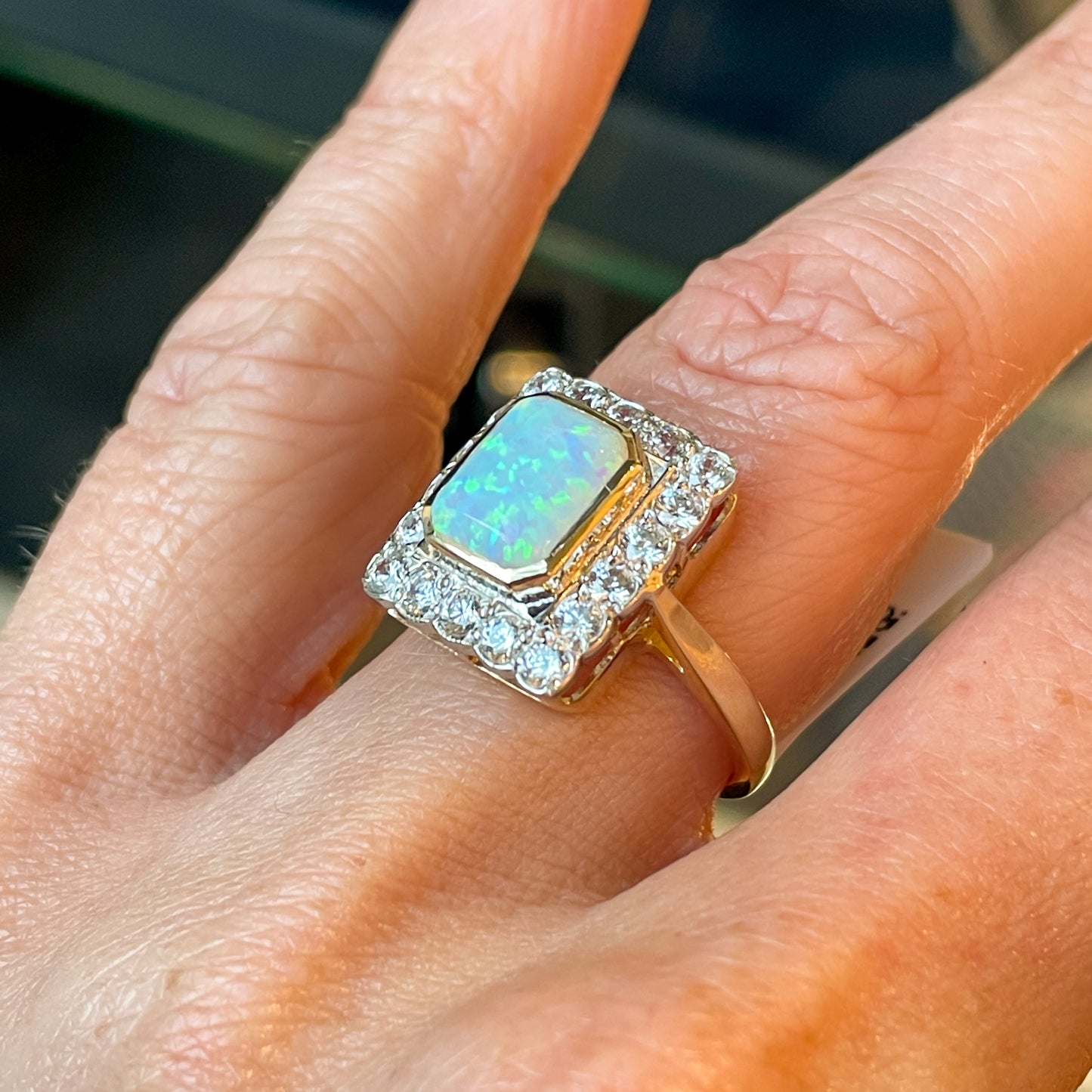 9ct Gold Opalique & CZ Statement Ring - John Ross Jewellers