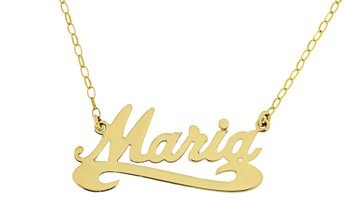 9ct Gold Name Plate Necklace with Underline - John Ross Jewellers