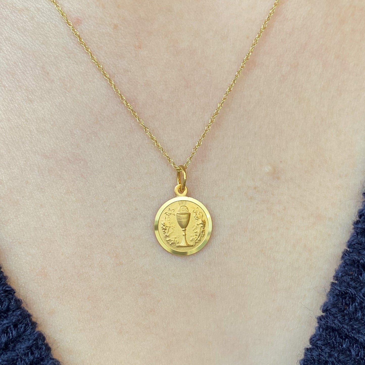 9ct Gold Communion Chalice Disc Necklace - John Ross Jewellers