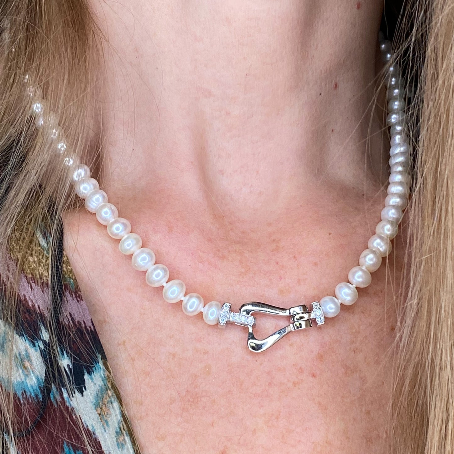 Silver Freshwater Pearl & CZ Necklace - John Ross Jewellers