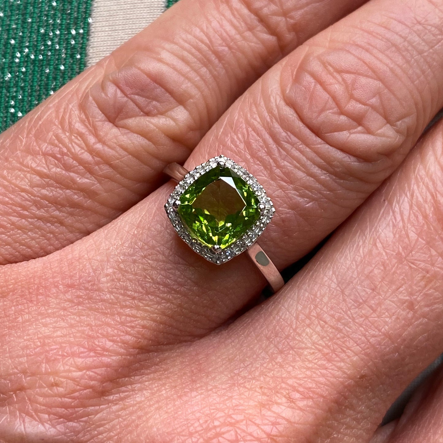9ct White Gold Peridot & Diamond Ring - John Ross Jewellers