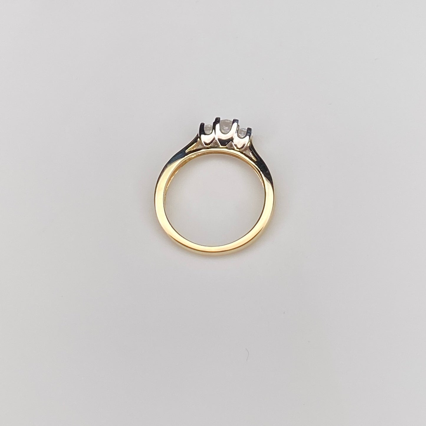 9ct Gold CZ Trilogy Ring - Channel Set Shoulders - John Ross Jewellers