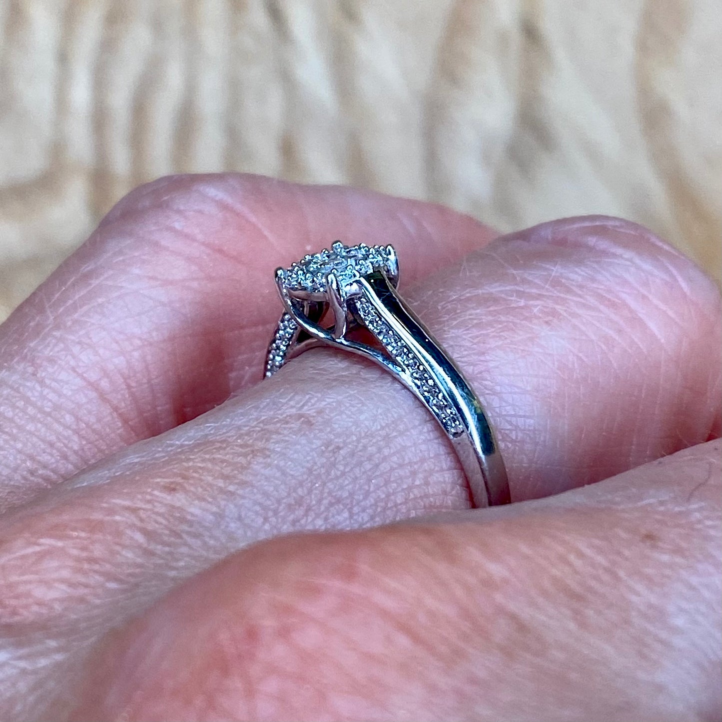 9ct White Gold 0.28ct Solitaire Cluster Engagement Ring - John Ross Jewellers