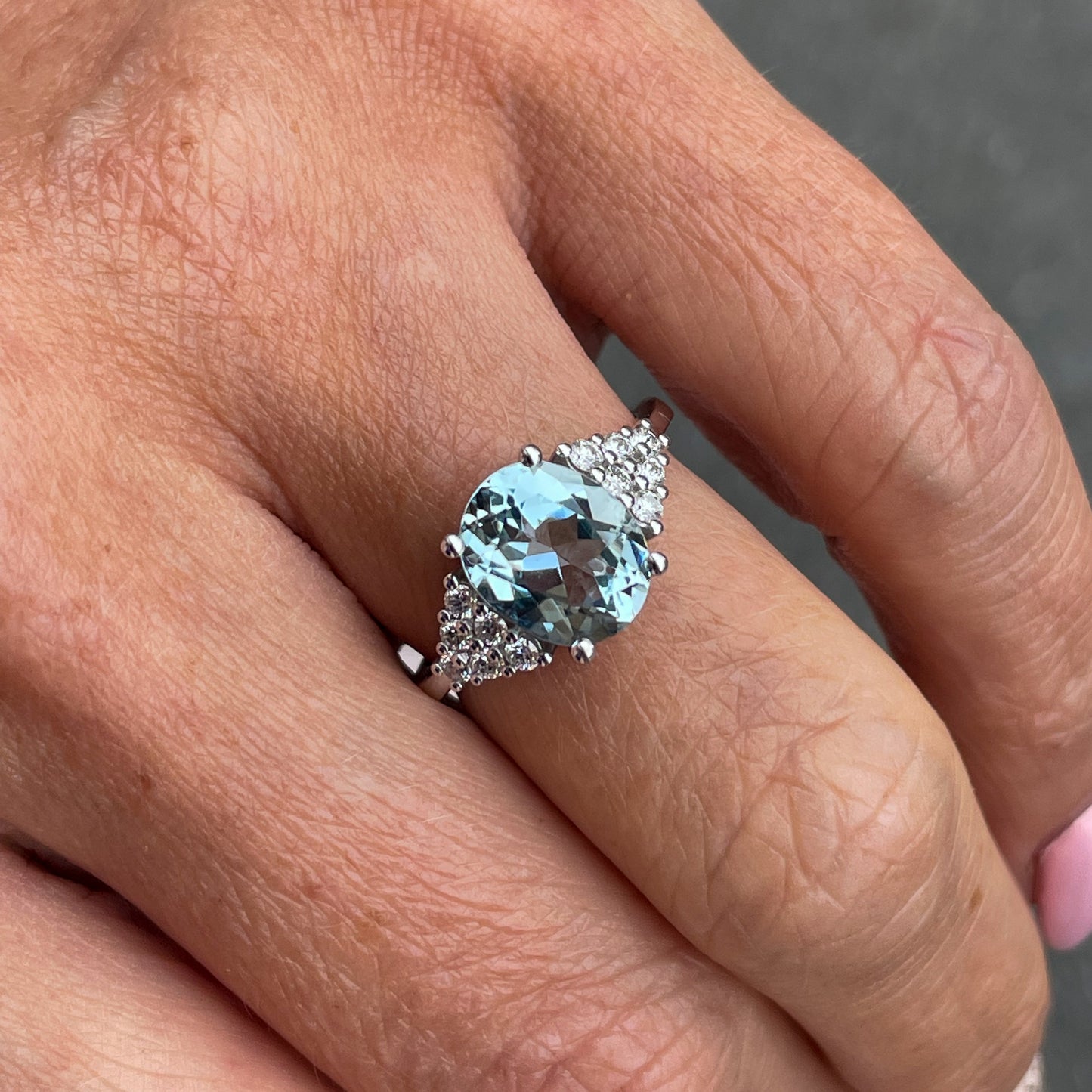 18ct White Gold Aquamarine & Diamond Ring - John Ross Jewellers