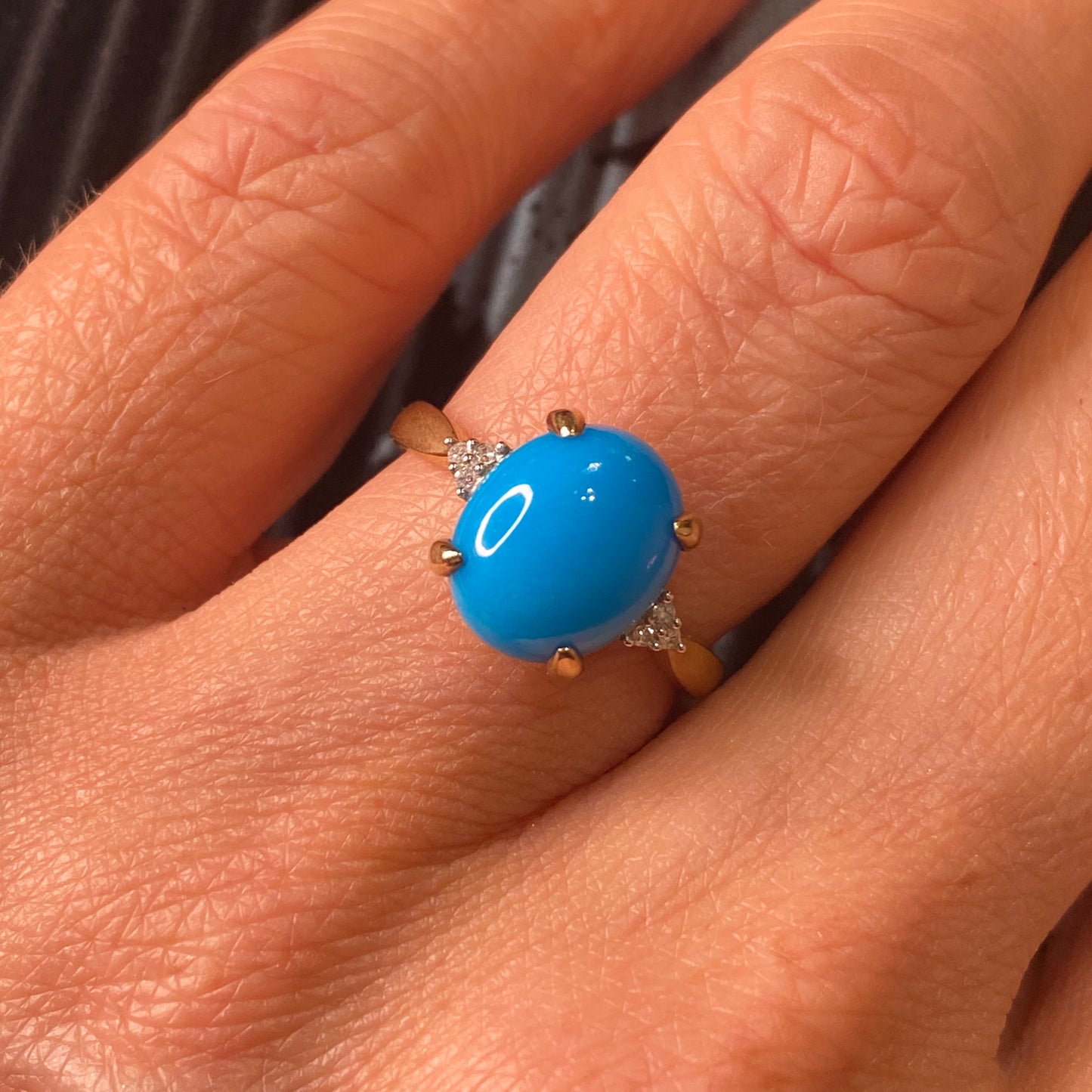 9ct Gold Turquoise & Diamond Ring 0.03Ct - John Ross Jewellers
