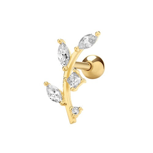 Ear Candy 9ct Gold CZ Sprig Cartilage Stud - John Ross Jewellers
