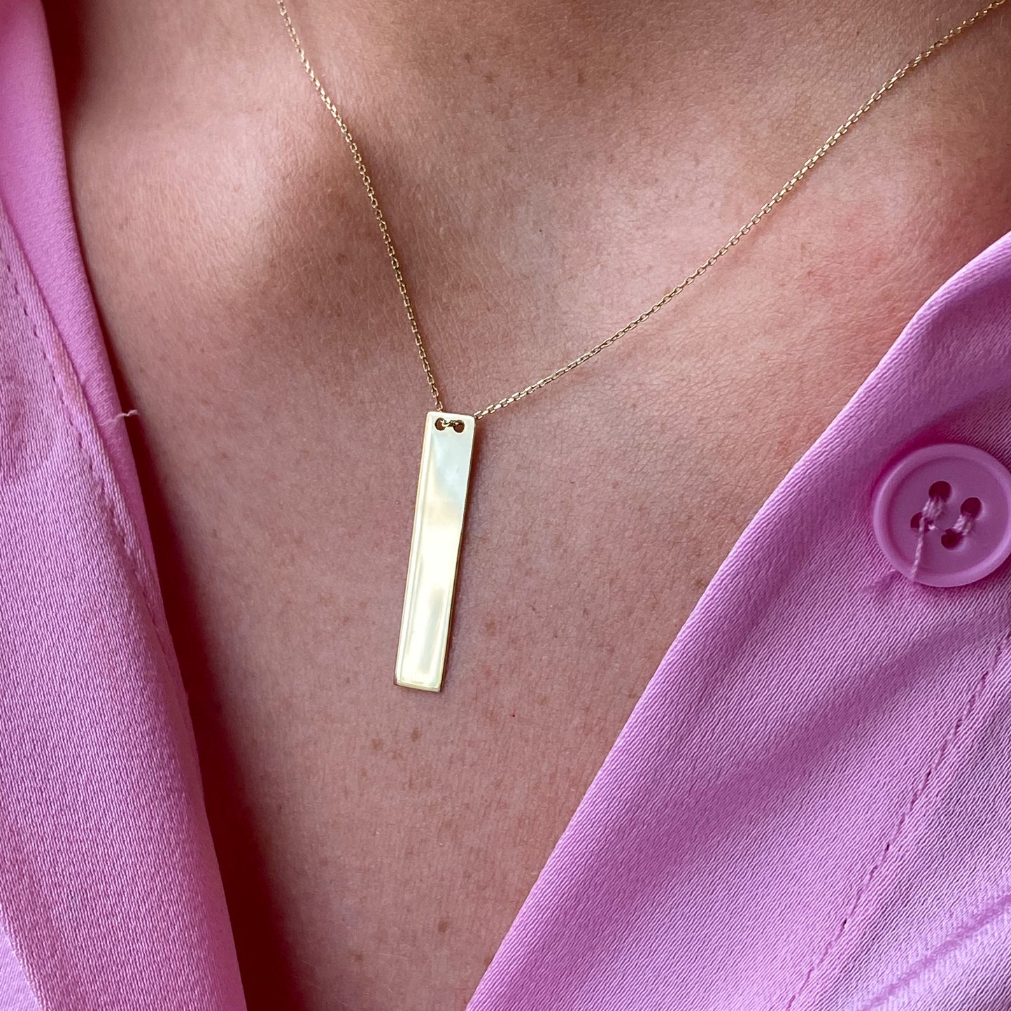 9ct Gold Vertical Bar Necklace - John Ross Jewellers