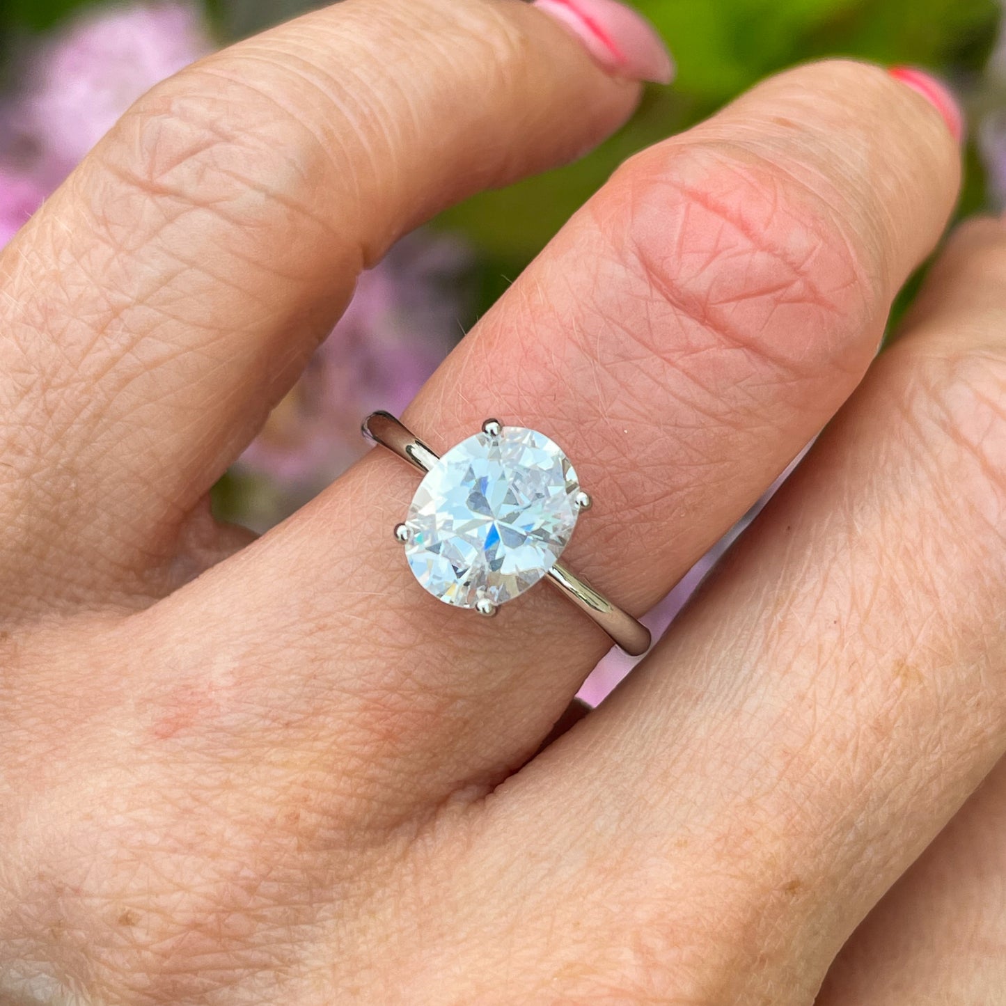 Silver Oval CZ Solitaire Ring - John Ross Jewellers