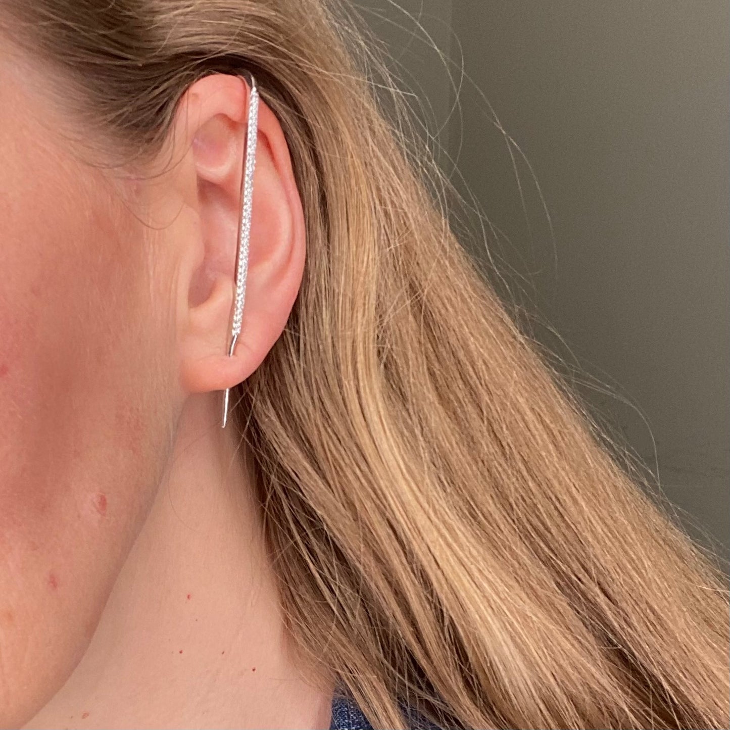 Silver CZ Ear Pin - John Ross Jewellers