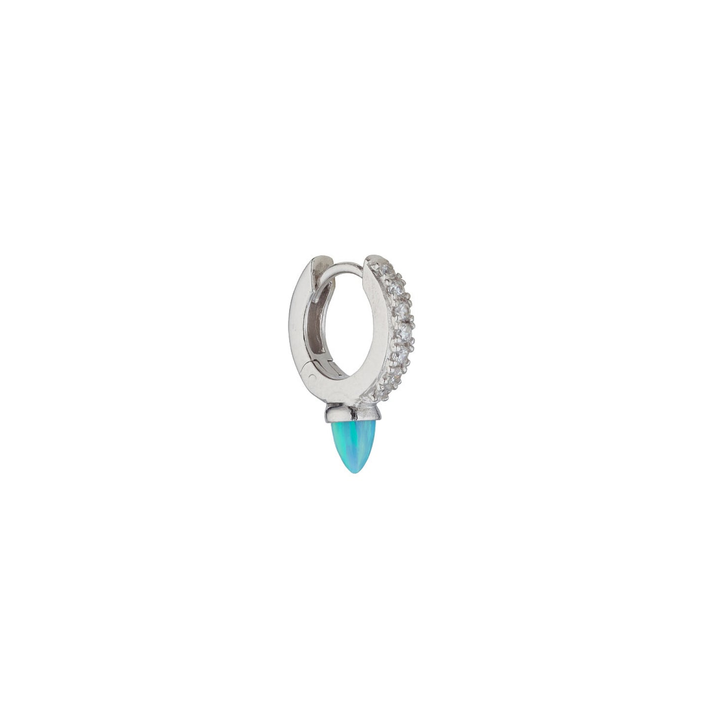 Ear Candy Blue Opalique Bullet CZ Huggie Earring - John Ross Jewellers