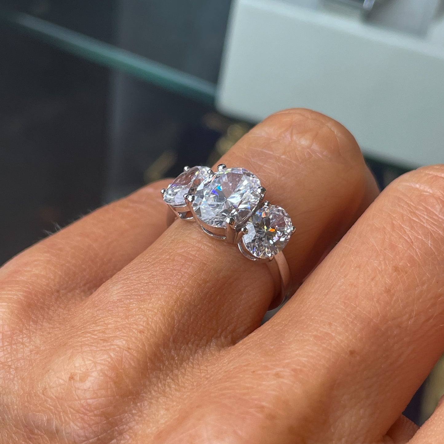 Silver C Flawless CZ Trilogy Ring - John Ross Jewellers