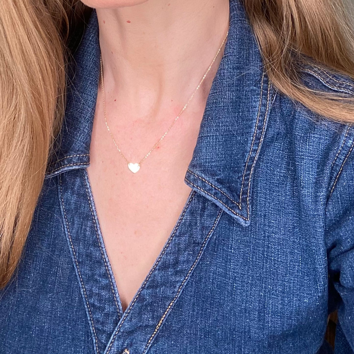 9ct Gold Heart Disc Necklace with CZ Charm - John Ross Jewellers