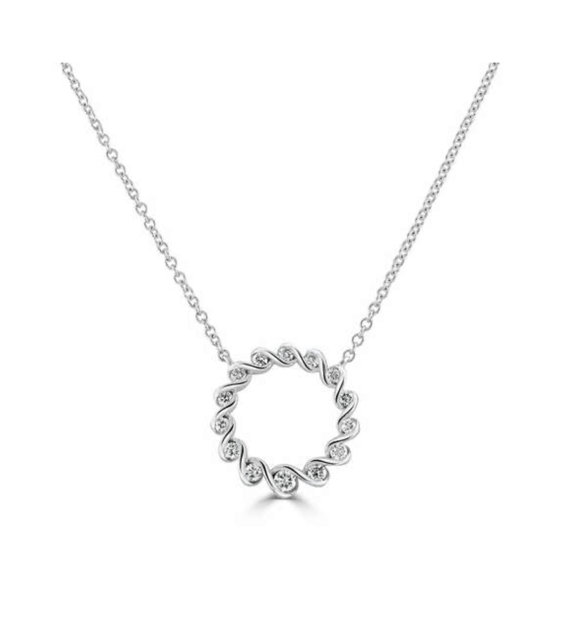 18ct White Gold Ribbon Diamond Pendant | 0.29ct - John Ross Jewellers