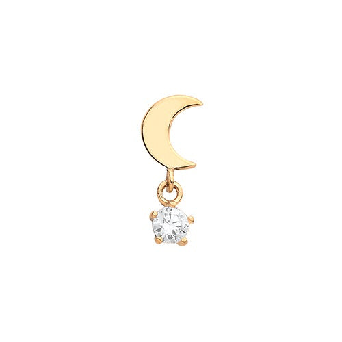 Ear Candy 9ct Gold CZ Moon Cartilage Stud - John Ross Jewellers