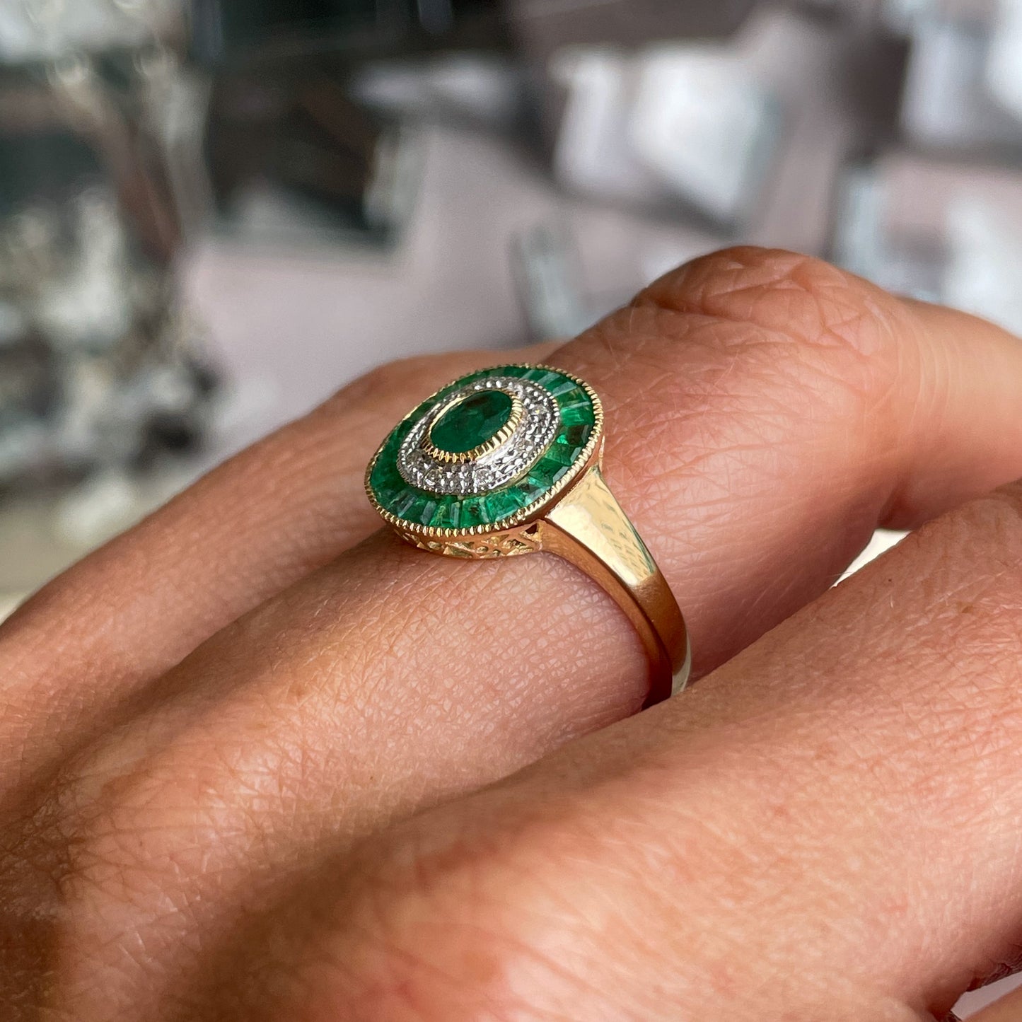 9ct Gold Emerald & Diamond Ring - John Ross Jewellers
