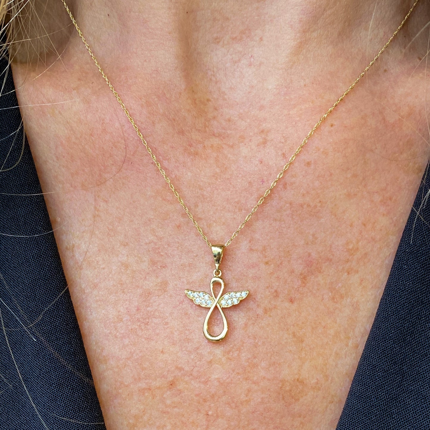 9ct Gold CZ Guardian Angel Necklace - John Ross Jewellers