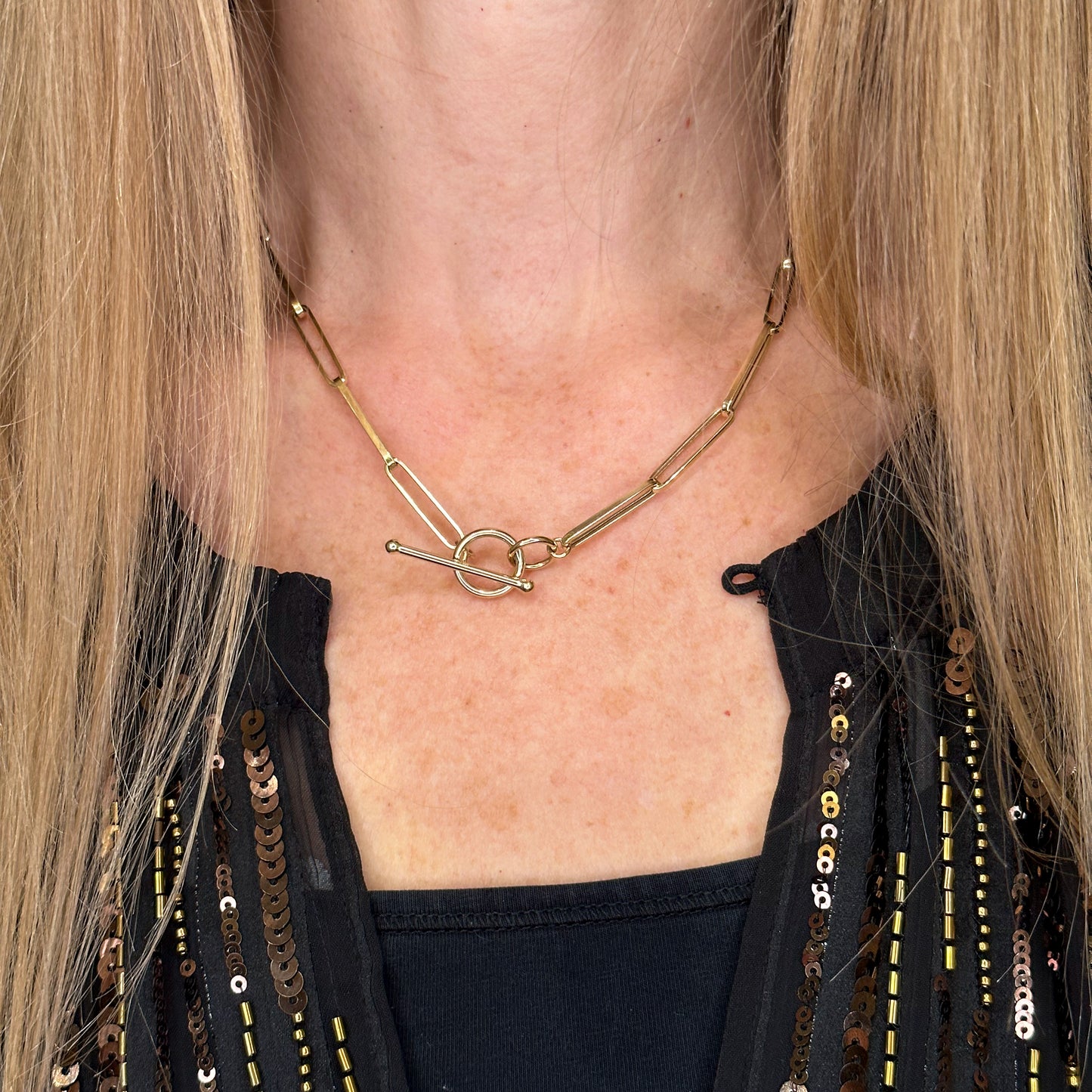 9ct Gold Paperlink T-Bar Necklace | 46cm - John Ross Jewellers