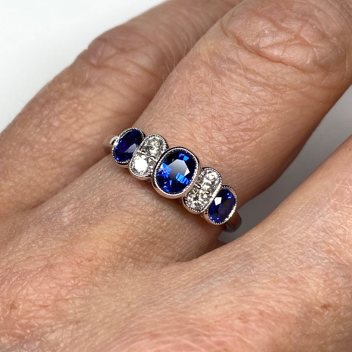 18ct White Gold Sapphire & Diamond Eternity Ring - John Ross Jewellers