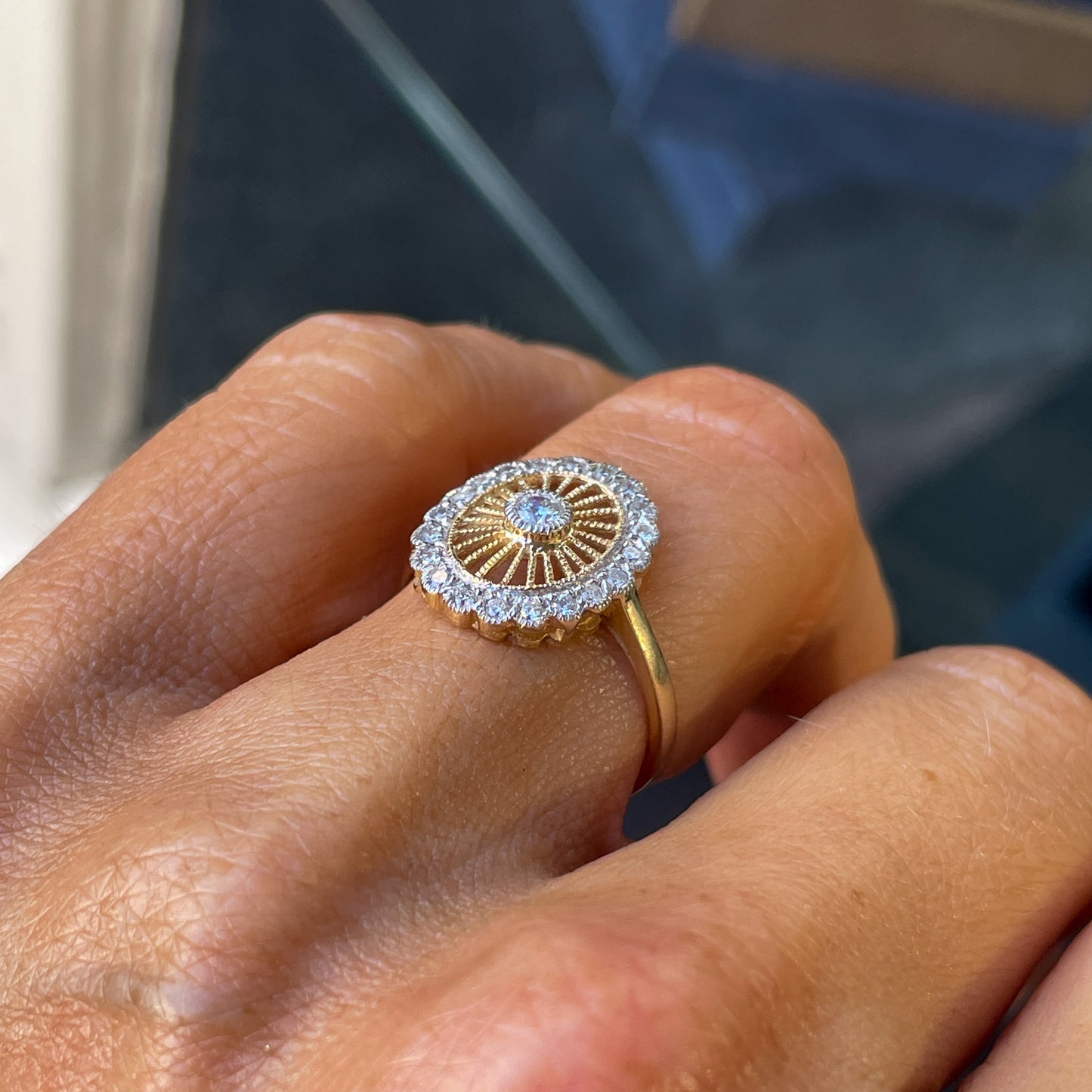 9ct Gold Oval Deco Diamond Ring - John Ross Jewellers