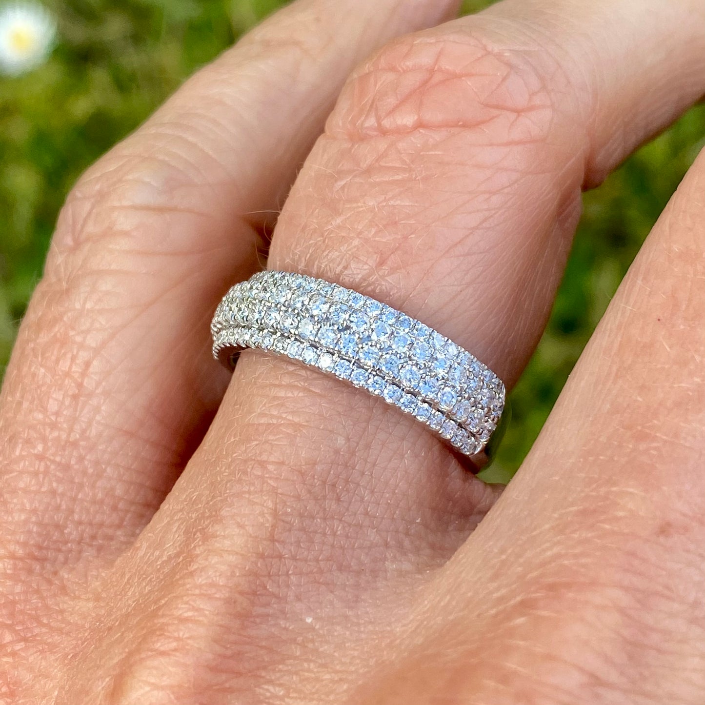 18ct White Gold 0.74ct Diamond Band Ring | Four Rows - John Ross Jewellers