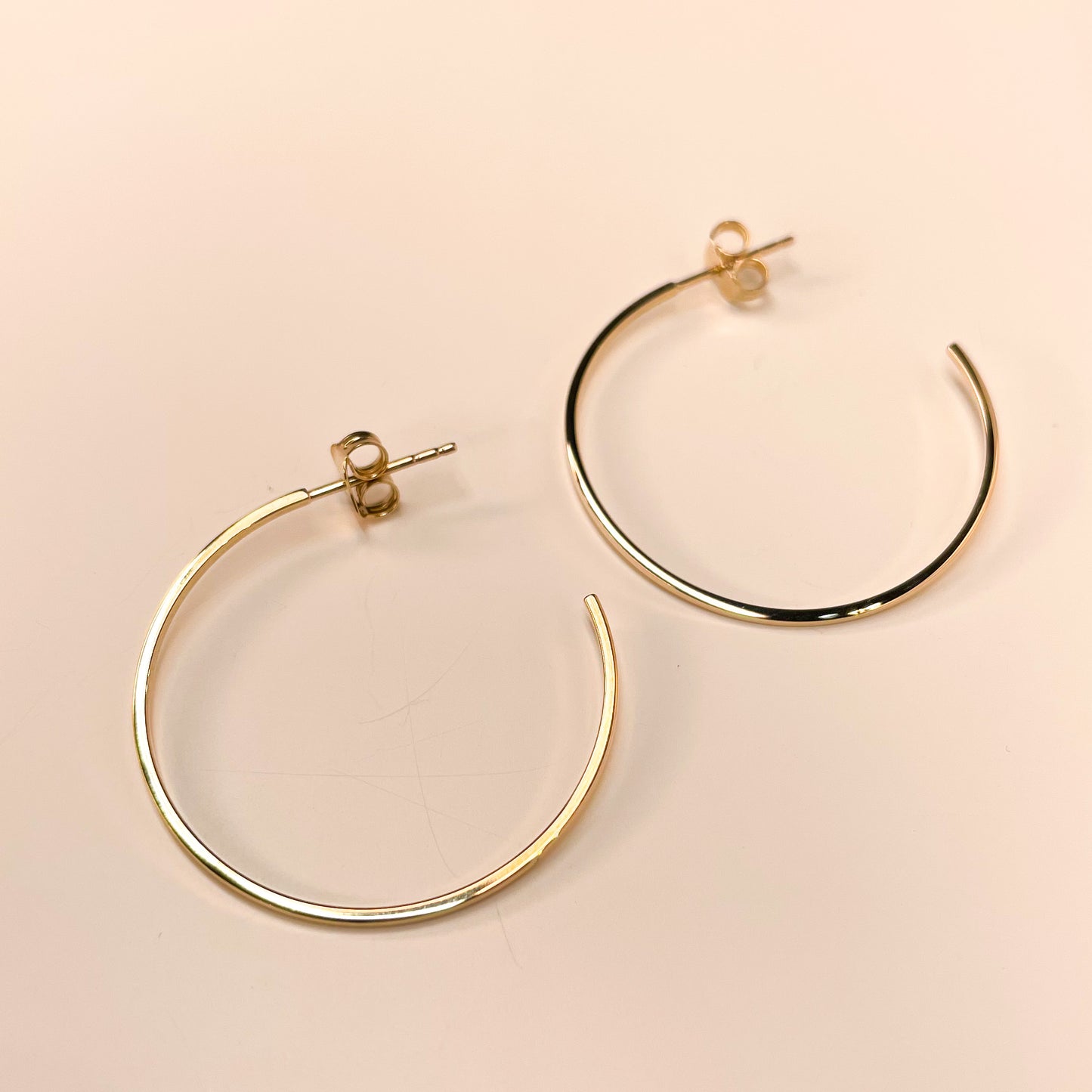 9ct Gold Extra Skinny Hoop Earrings | 32mm - John Ross Jewellers