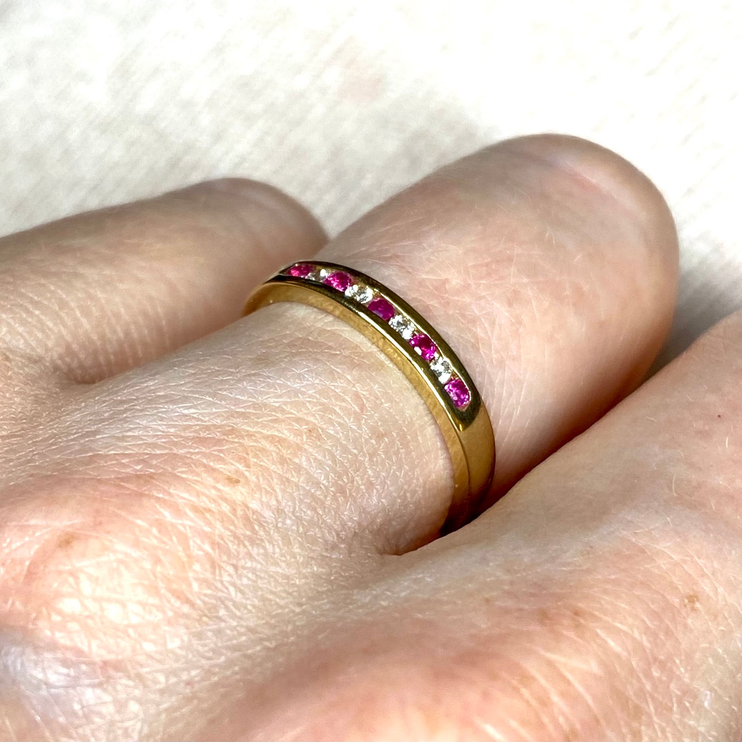 9ct Gold Ruby & Diamond Channel Set Eternity - John Ross Jewellers