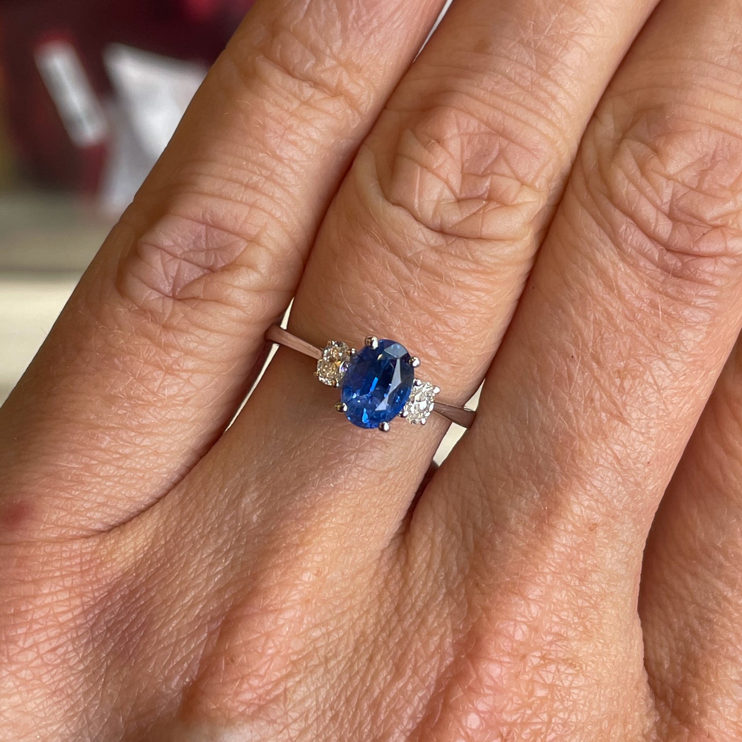 Platinum Sapphire & Diamond Engagement Ring | 1.19ct + 0.21ct - John Ross Jewellers