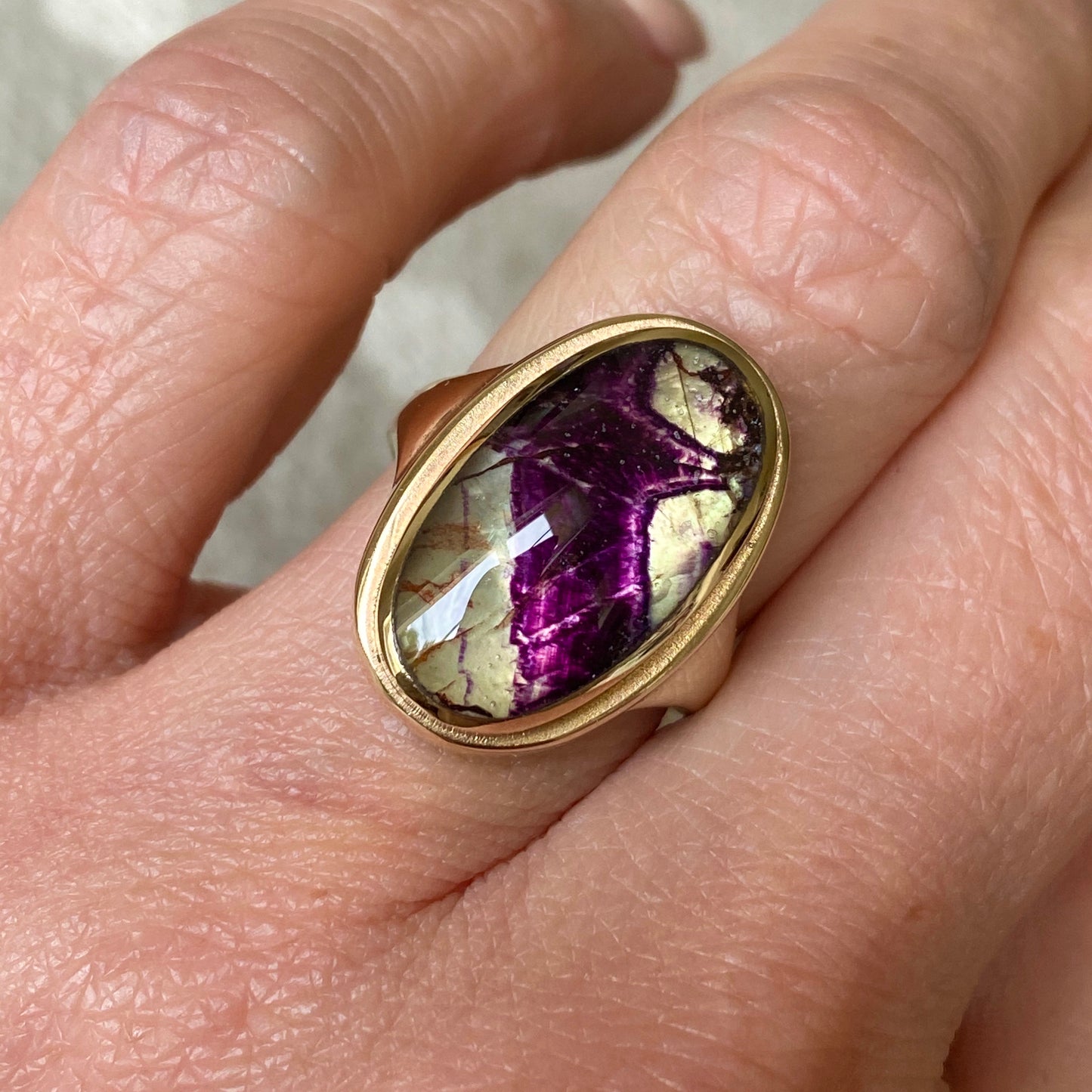 9ct Yellow Gold Blue John Ring - John Ross Jewellers