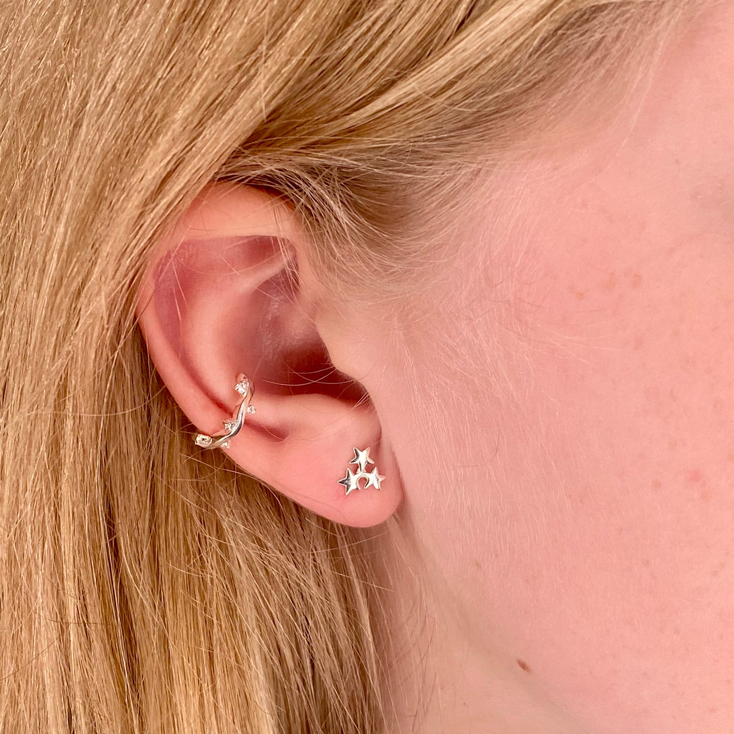 Silver Star Cluster Stud Earrings - John Ross Jewellers