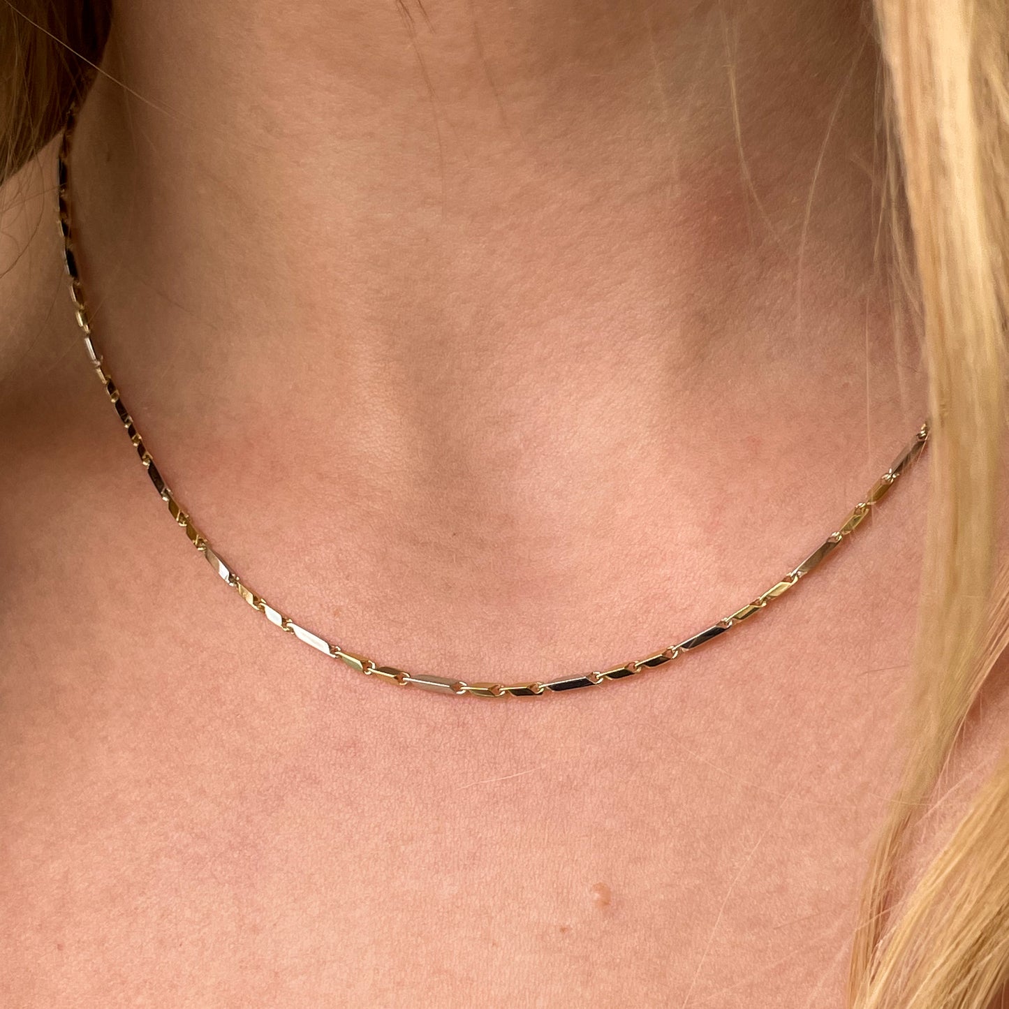 9ct Gold Two Tone Sleek Necklace | Yellow & White Gold - John Ross Jewellers